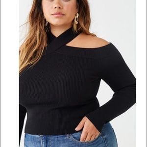 Plus Size Open Shoulder Sweater